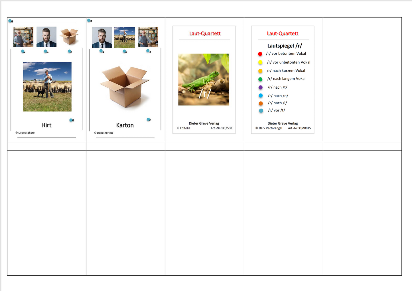 Laut-Quartett – Laut /r/ | Lernspiel mit 32 Karten aus stabilem 250g Papier (90 × 57 mm)