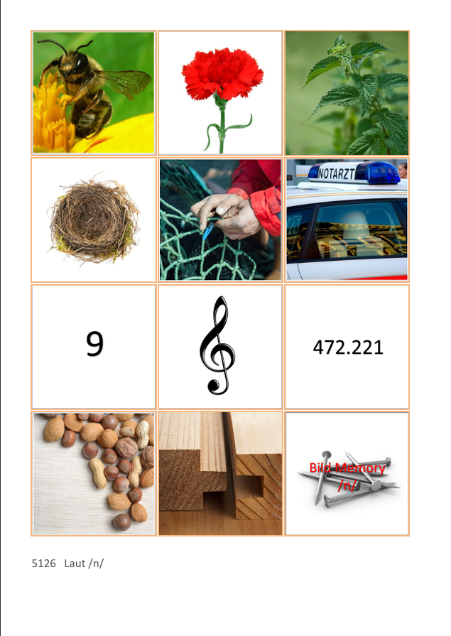 Laut-Bild-Memory – Laut N | Sprachförderung & Aphasie-Training mit 23 Bildpaare
