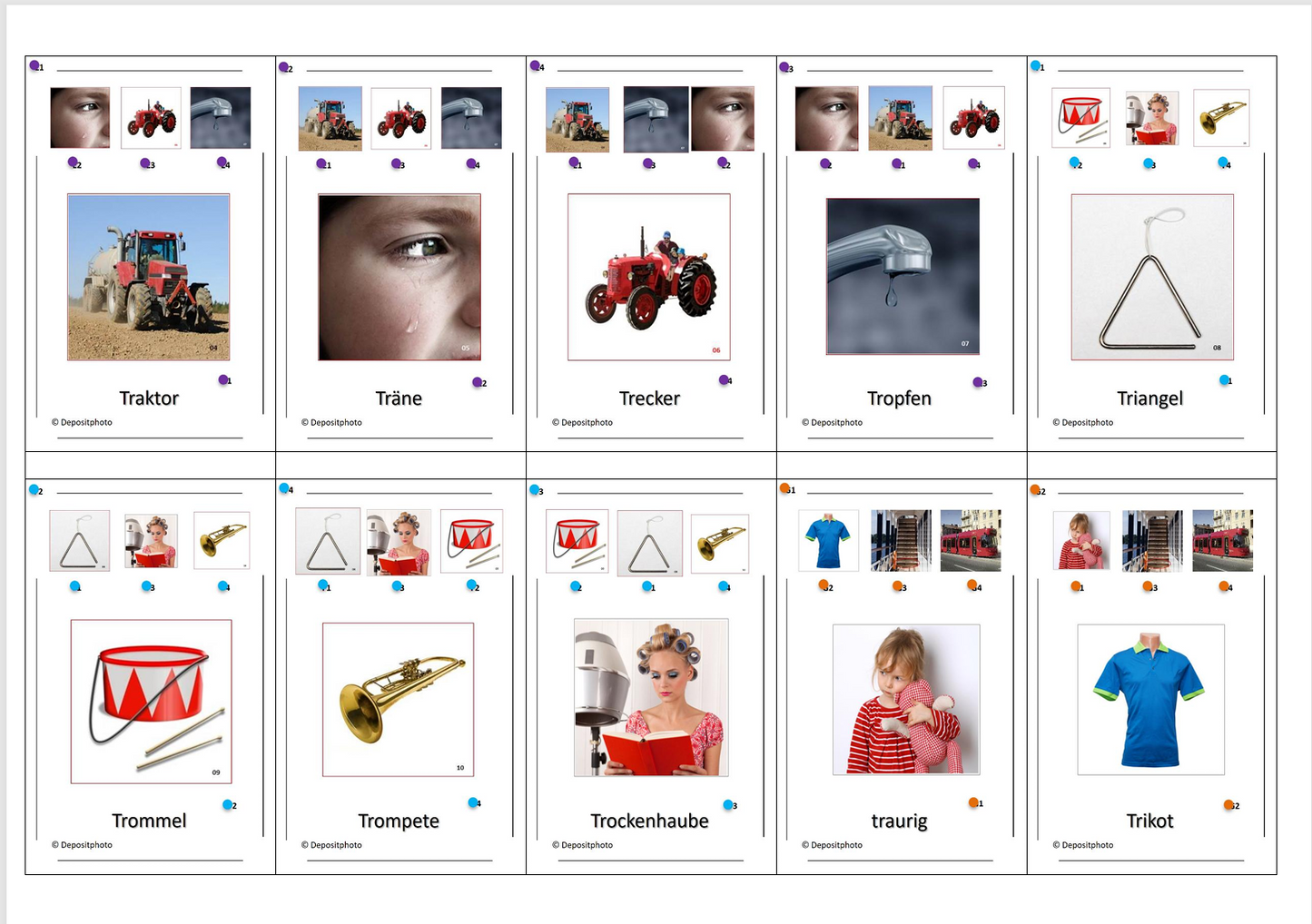 Laut-Quartett – Konsonantenverbindungen dr/tr | Lernspiel mit 32 Karten aus stabilem 250g Papier (90 × 57 mm)