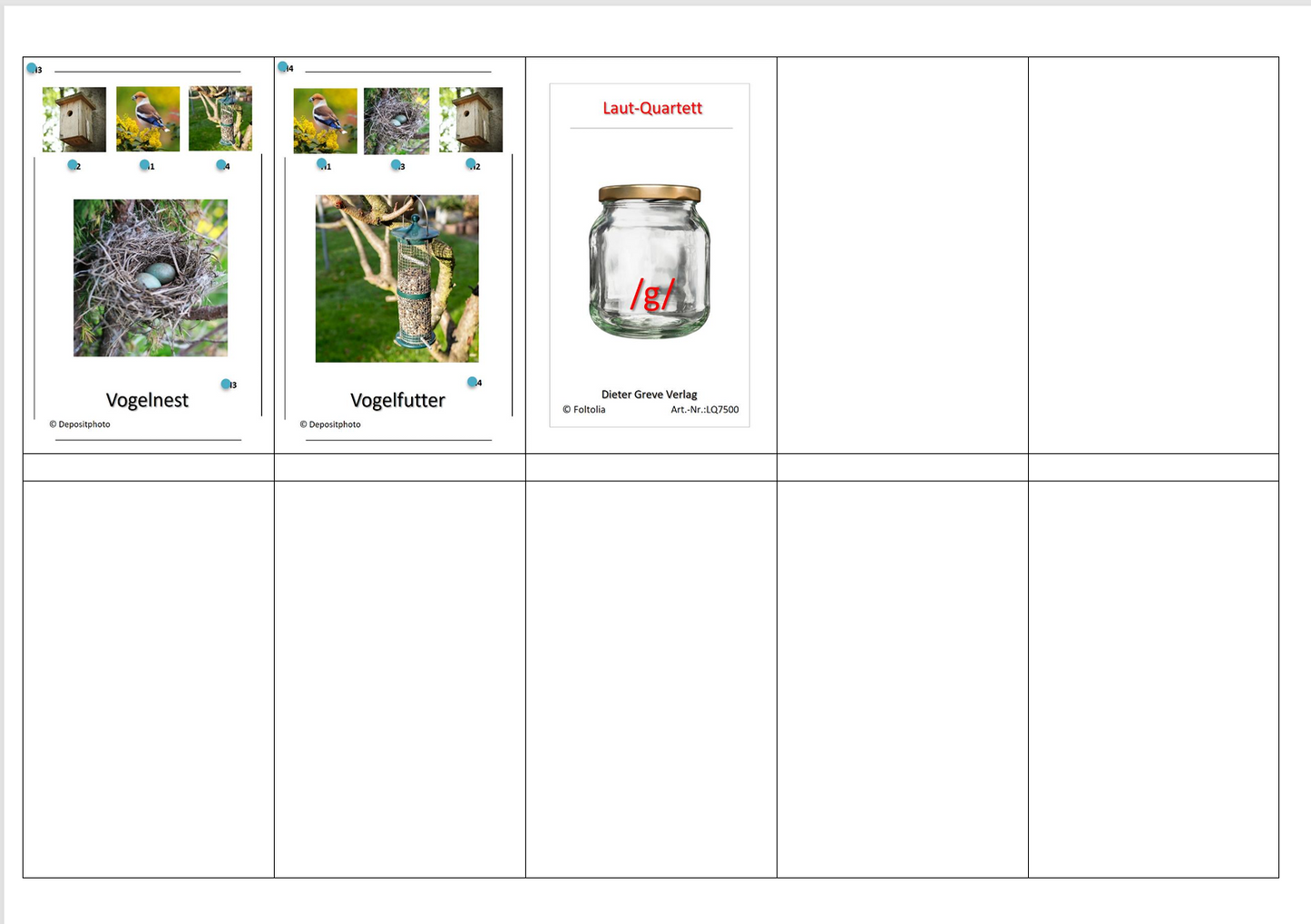 Laut-Quartett – Laut /g/ | Lernspiel mit 32 Karten aus stabilem 250g Papier (90 × 57 mm)