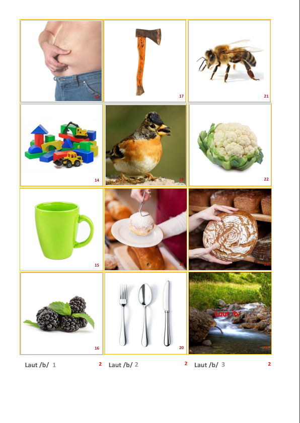 Laut-Bild-Memory – Laut B | Sprachförderung & Aphasie-Training mit 23 Bildpaaren
